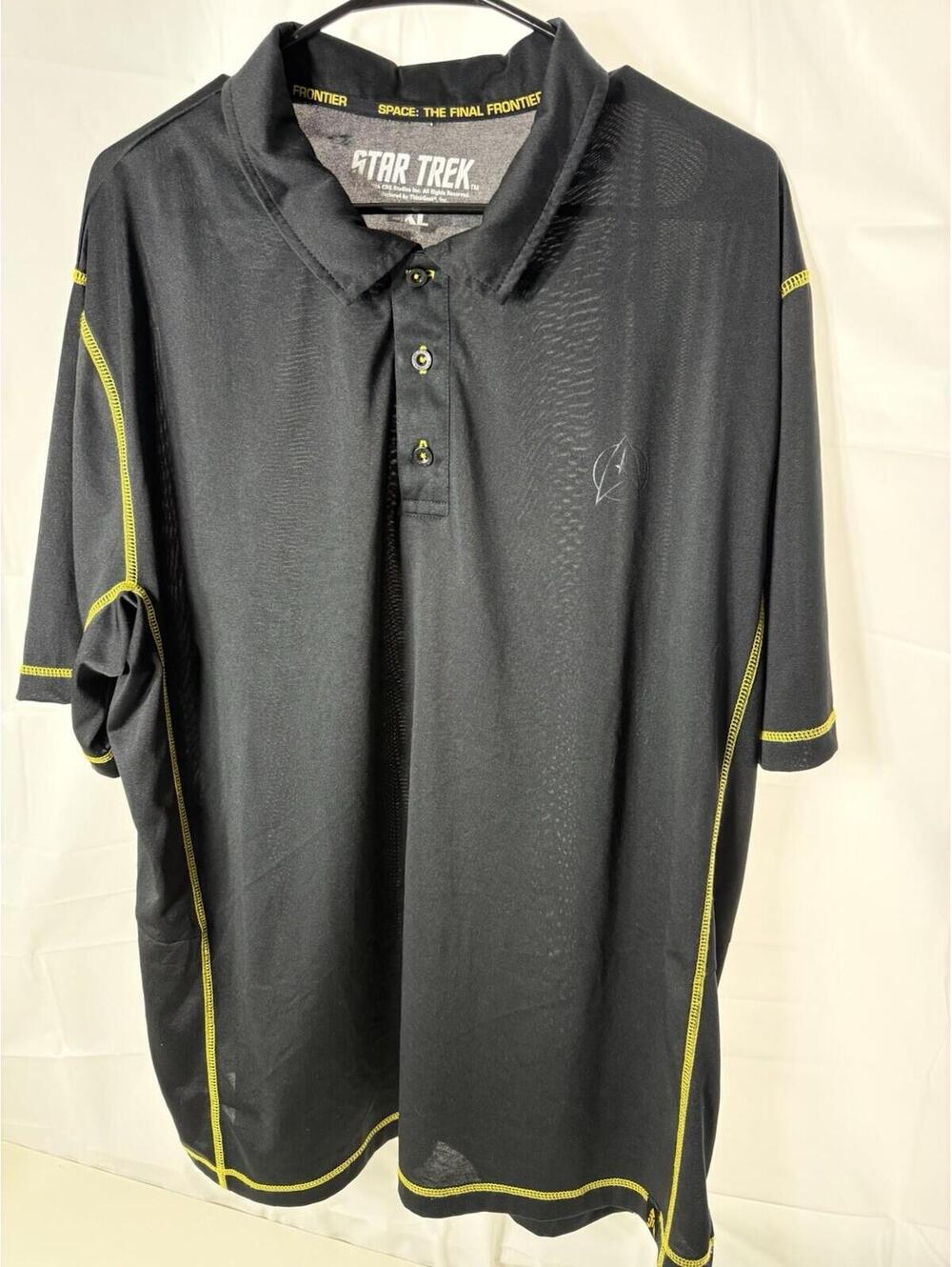 Star Trek Black Polo Shirt Size XXL NCC-1701 ThinkGeek 2016 Yellow Thread